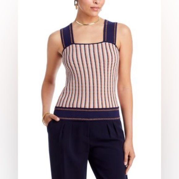 T TAHARI | Square Neck Ottoma Sleeveless Sweater Top | L - Picture 1 of 8